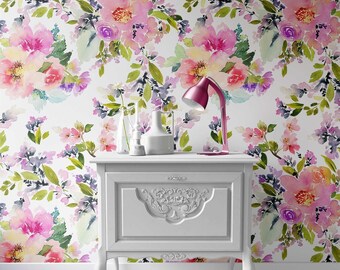 Vintage Botanical Wallpaper in Peel and Stick Featuring Elegant Garden Bloom Floral Removable Bedroom Decor