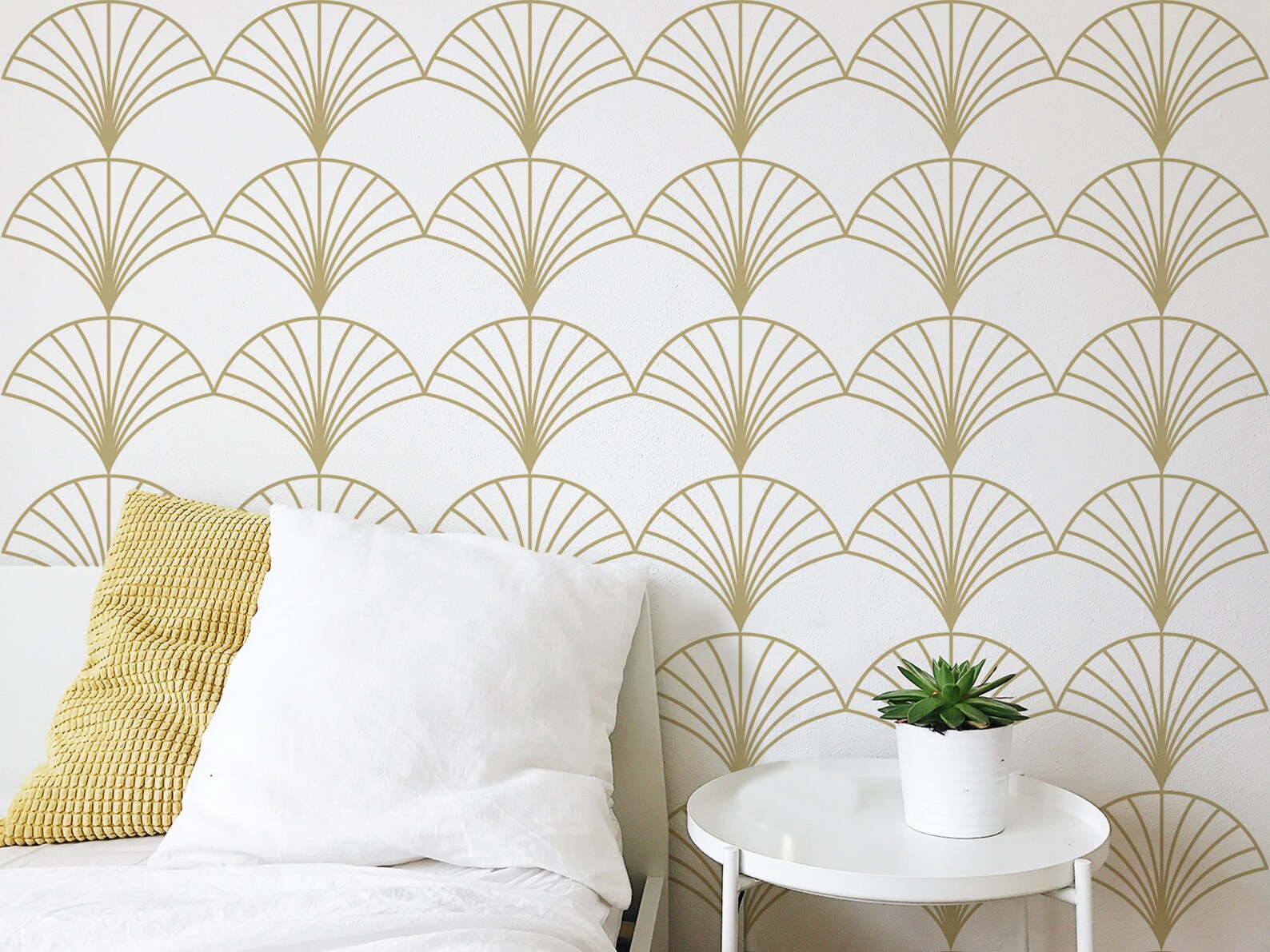 Peel and Stick Wallpaper Home Decor Gold & White Geometric - Etsy