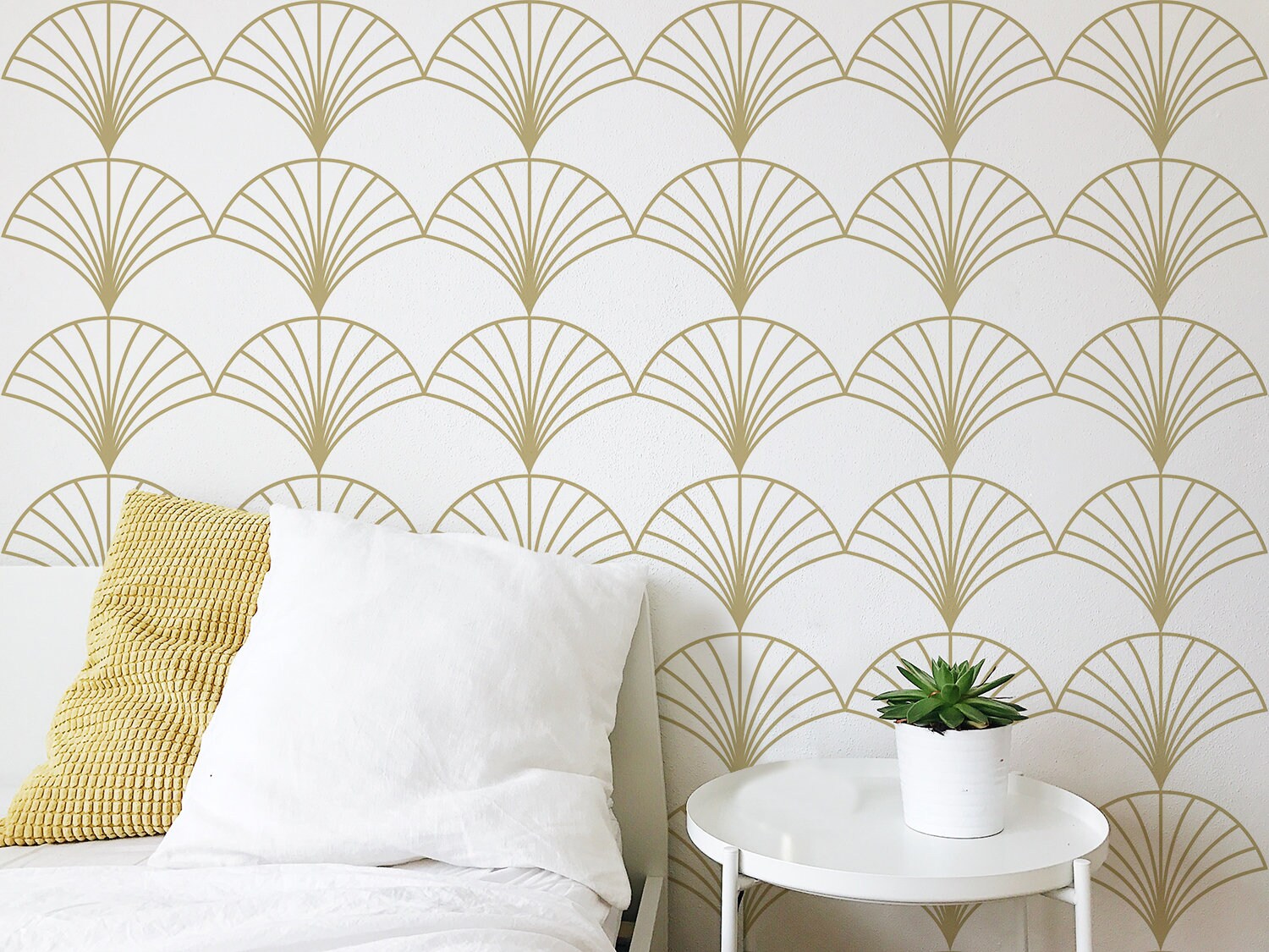 Peel and Stick Wallpaper Home Decor Gold & White Geometric | Etsy