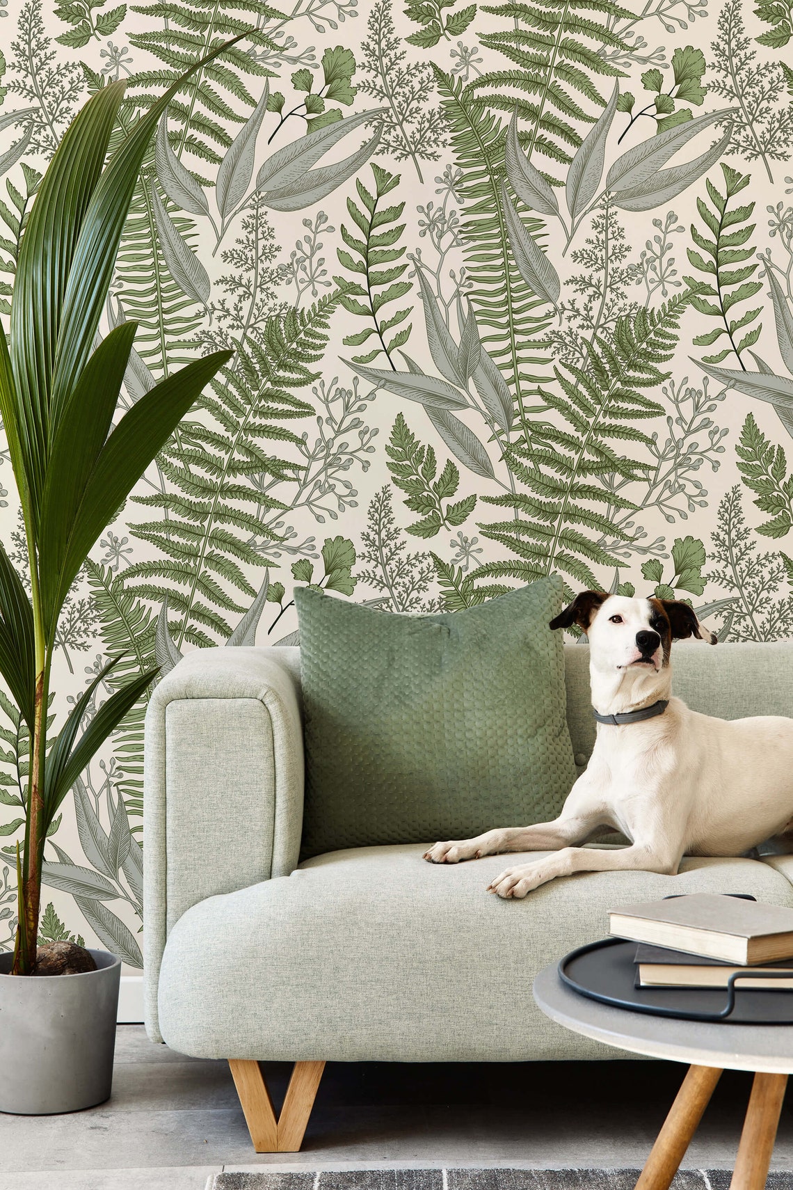 Fern Wallpaper Green Stick on Wallpaper Smooth and Textured Etsy