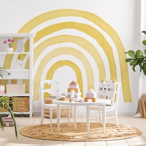 Orange Rainbow Nursery Wallpaper, Watercolor Rainbow Wall Art, Colorful Wallpaper, Boho Nursery Wallpaper, Kids Room Pastel Wallpaper
