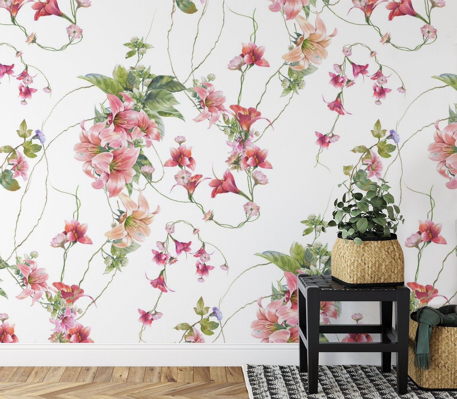 Peel and Stick Wallpaper Flower White Wallpaper Removable Etsy