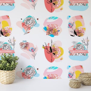 Colorful wallpaper, Beautiful wallpaper, Elegant wallpaper, Self adhesive wallpaper, Vinyl wallpaper, Botanical wall paper abstract