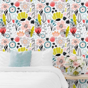 Floral Peel and Stick Wallpaper Floral Removable Wallpaper | Etsy