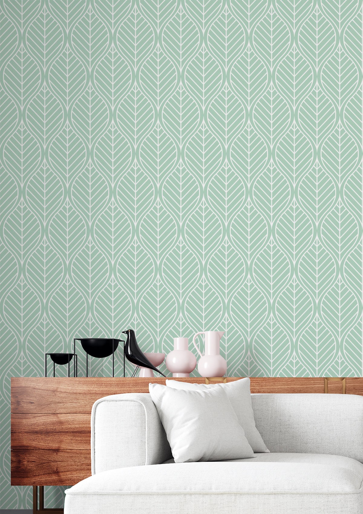 Peel and Stick Removable Wallpaper Green Mural Geometric | Etsy