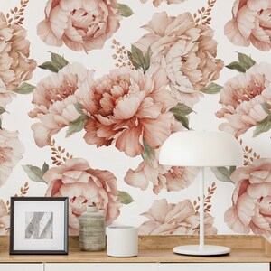 Large Floral Peony Removable Wallpaper, Vinyl Peel and Stick Wall Cover, Self Adhesive Wallpaper  for Wall, Livingroom Wall Decoration