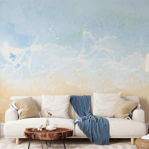 Self-Adhesive Peel and Stick Wallpaper, Serene Cloud Design Wallpaper for Home Decor, Soft Blue Backdrop Sky Wallpaper for Living Room
