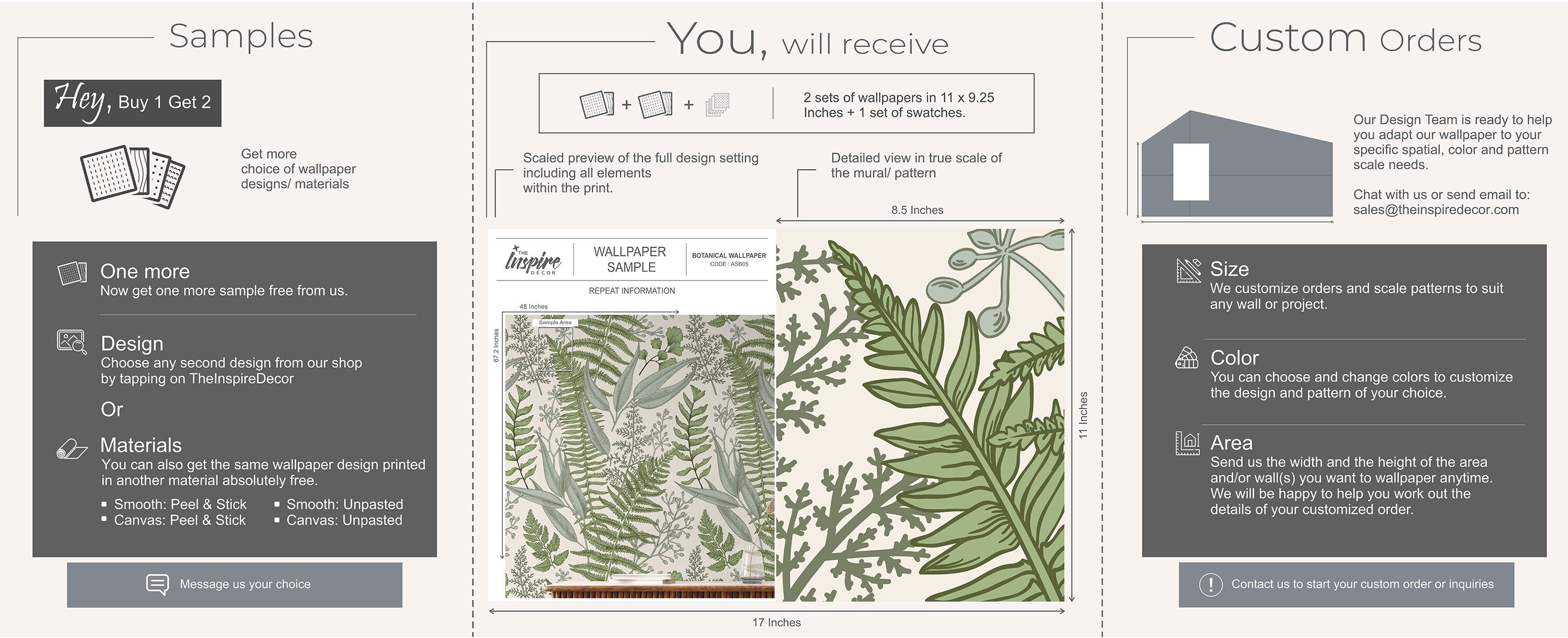 Fern Wallpaper Green Stick on Wallpaper Smooth and Textured Etsy