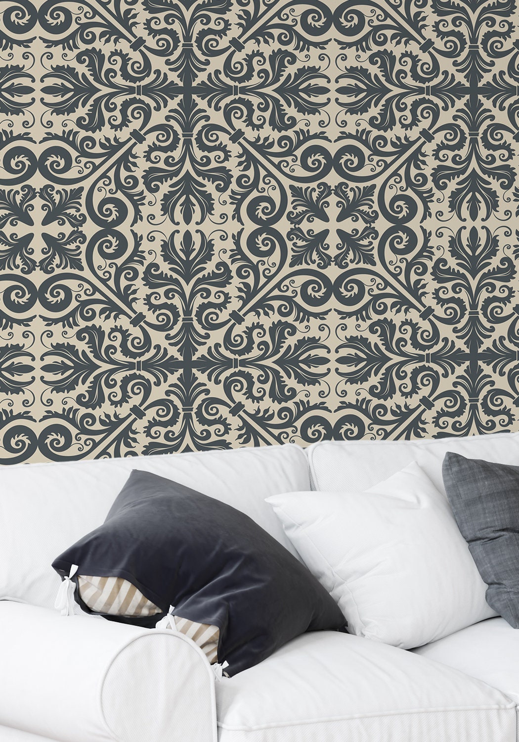 Peel and Stick Wallpaper Grey Luxury Wallpaper Removable | Etsy