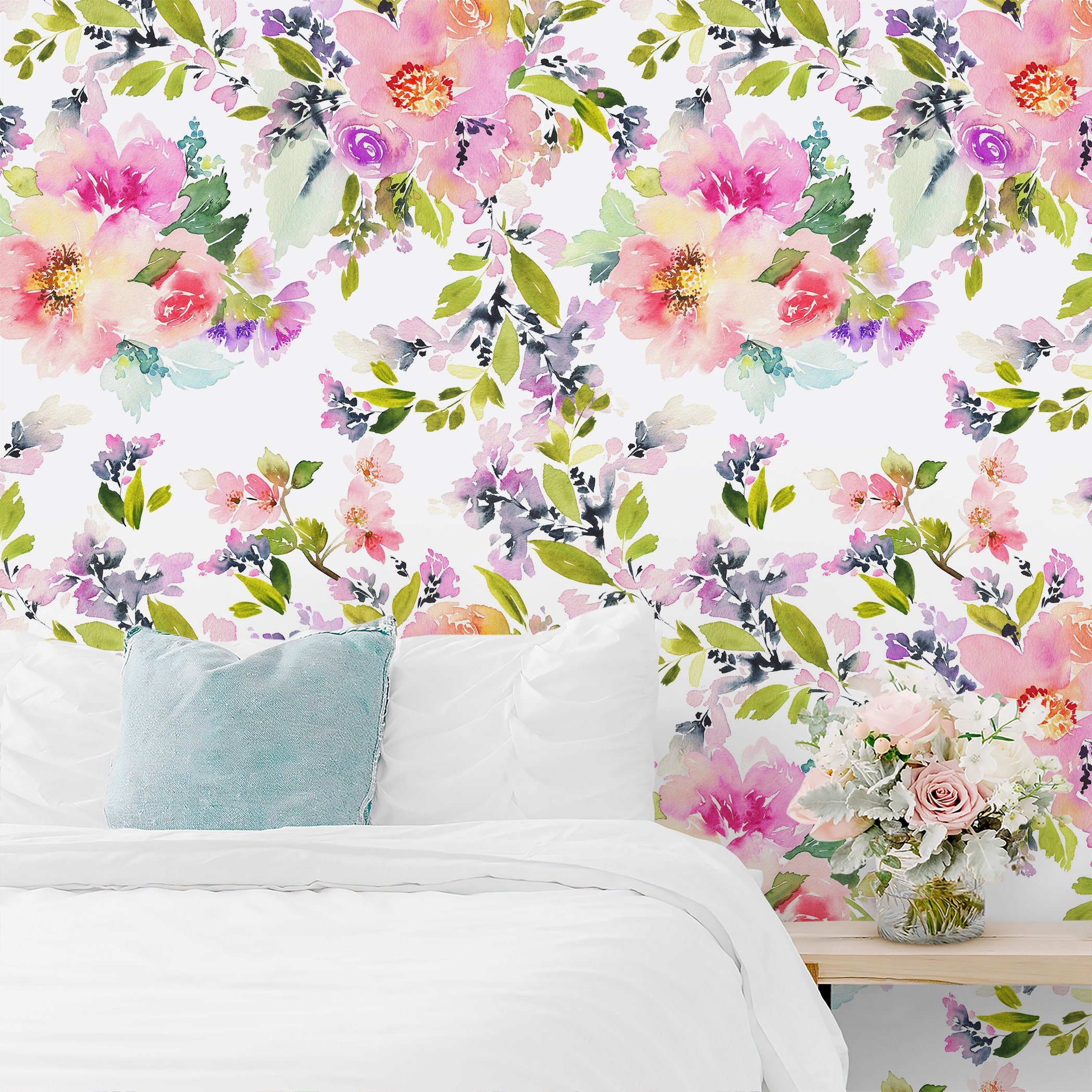 Peel and Stick Wallpaper Home Decor Floral Wallpaper Etsy