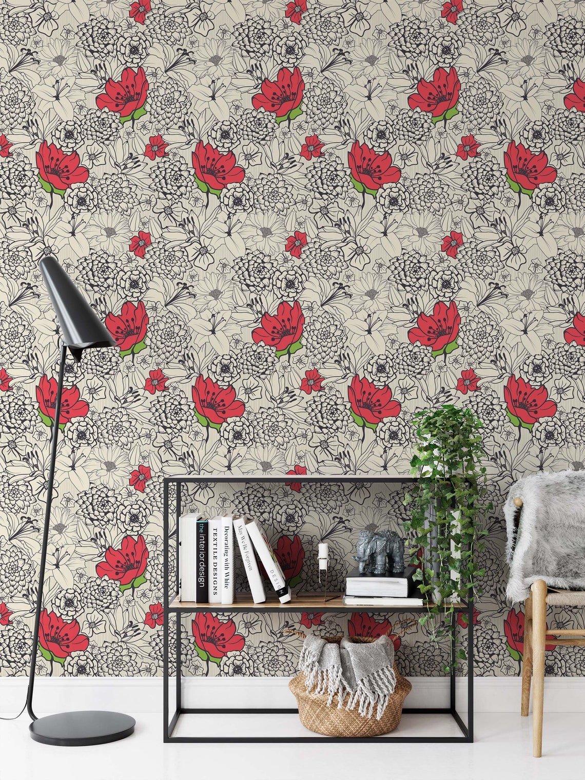 Flower Wallpaper Peel and Stick Flower Wallpaper for Wall | Etsy
