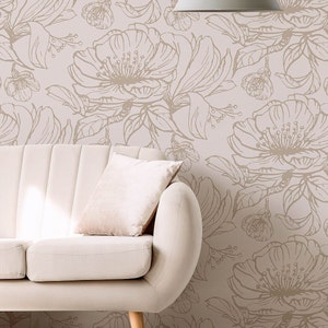 Vintage Textured Floral Wallpaper, Watercolor Botanical Wallpaper, Abstract Boho Peel and Stick Wallpaper, Removable Floral Wallpaper Mural