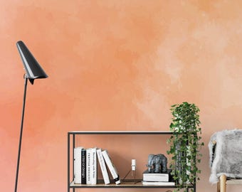 Peach Ombre Wallpaper | Soft Watercolor Gradient Design | Self Adhesive Wallpaper for Modern Home Decor