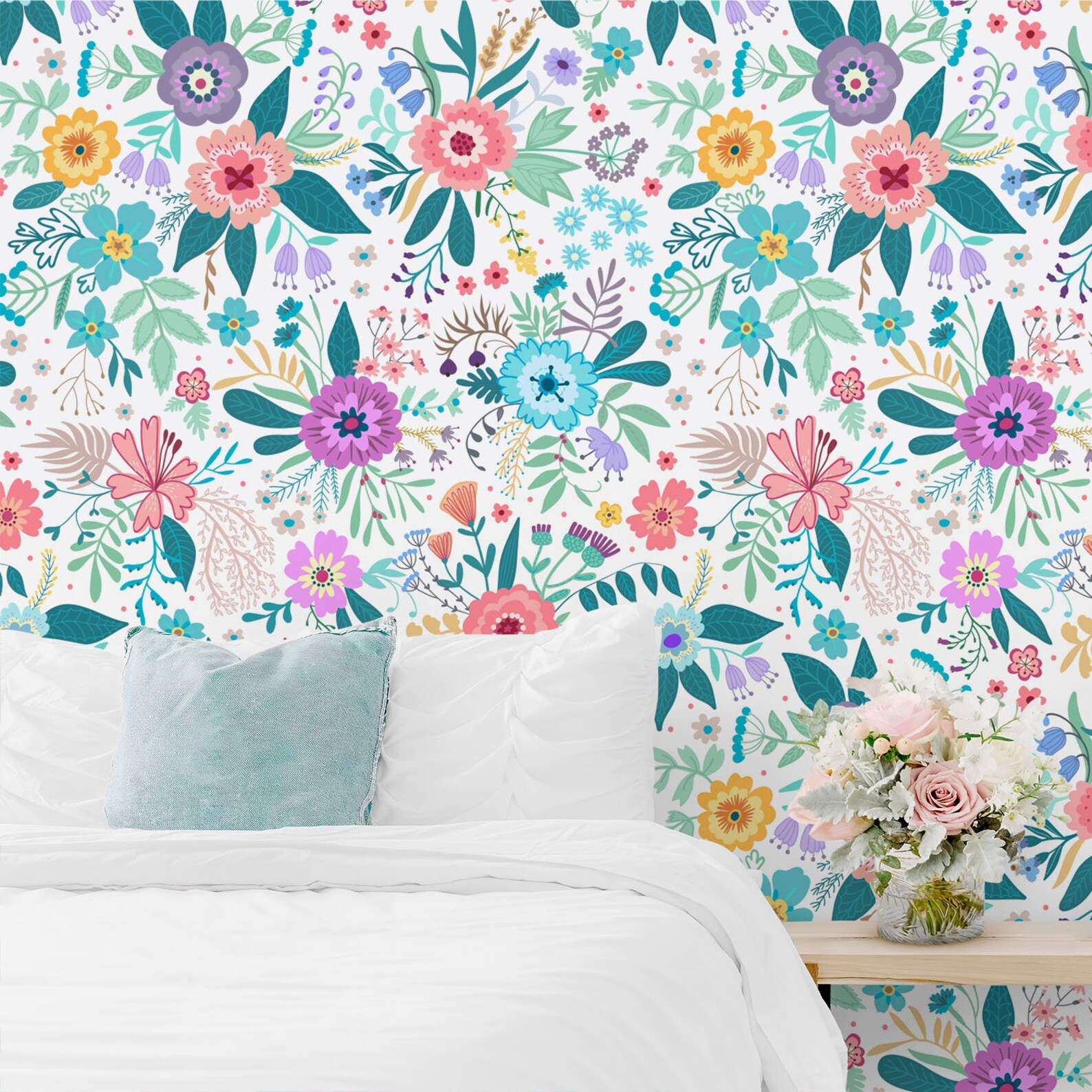 Peel and Stick Wallpaper Custom Floral Wallpaper Removable Etsy