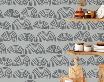 Unique Grey Wallpaper, Mid Century Modern Style wallpaper, Grey Modern Wallpaper, Abstract Design for Bedroom, Removable Vinyl Wallpaper