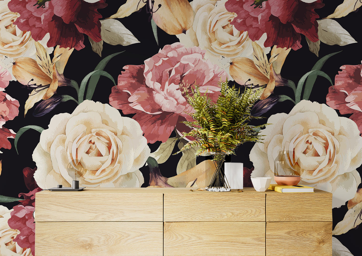 Peel & Stick Wallpaper Vinyl Wallpaper Floral Wallpaper | Etsy