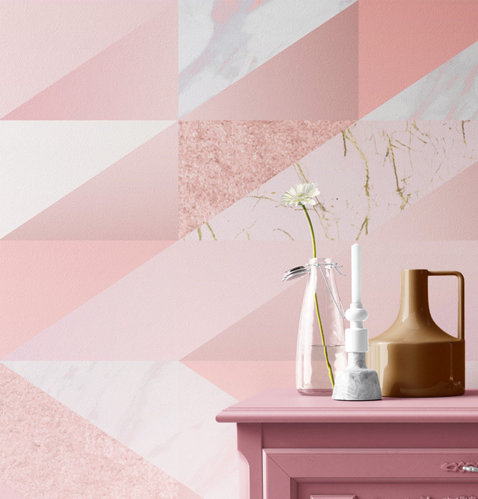 Peel and Stick Marble Wallpaper Pink Custom Marble Wallpaper Etsy