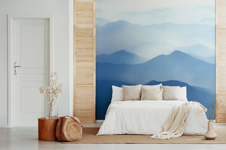 Mountain wall art, Removable Mountain wallpaper, Custom waterproof wallpaper, Landscape wallpaper, Wall mural, Panoramic wallpaper image 5