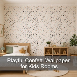 Confetti Polka Dot Peel and Stick Wallpaper, Colorful Kids Playroom Wall Mural, Gender Neutral Nursery Decor, Renter Friendly