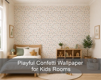 Kids Walls Decor, Peel and Stick Wallpaper, Colorful Polka Dots, Cheerful Confetti Design for Nursery, Kids Room or Playroom Accent Wall