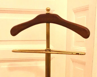 Original Art Deco mute servant made of solid brass with precious wood wardrobe - vintage mute servant. Very elegant!