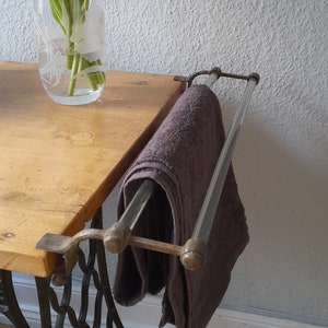 Art Deco double towel holder brass and glass