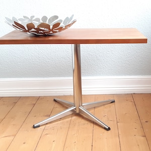 elegant revolving table side table chrome teak vintage mid-century design & style