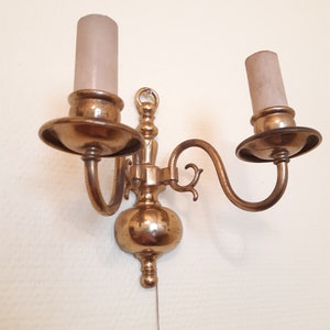 2 flame-turned-old French brass wall lamp / french vintage/chabby chic