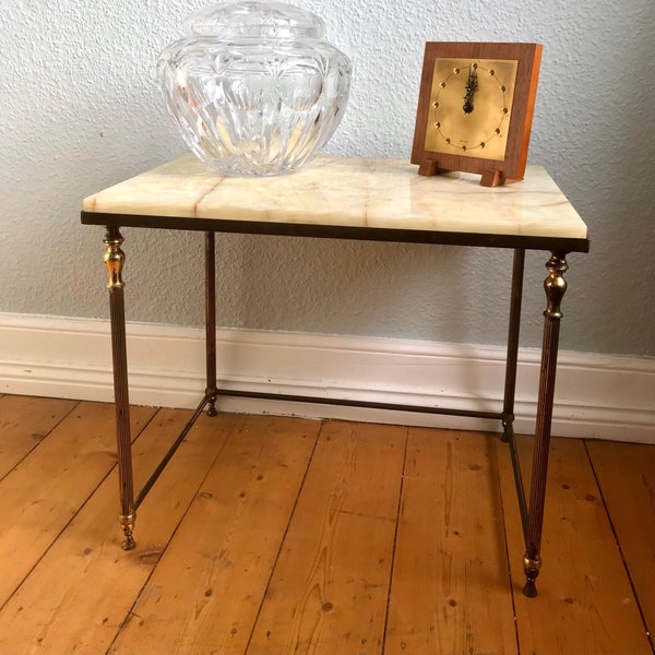 ITALIAN ART NOUVEAU SIDE TABLE marble onyx brass noble vintage baroque rare