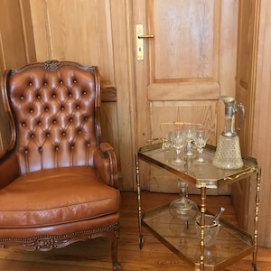 Vintage Hollywood Regency Bar Cart Massief Messing Theewagen jaren 1960. Fijn en nobel. Echte eyecatcher