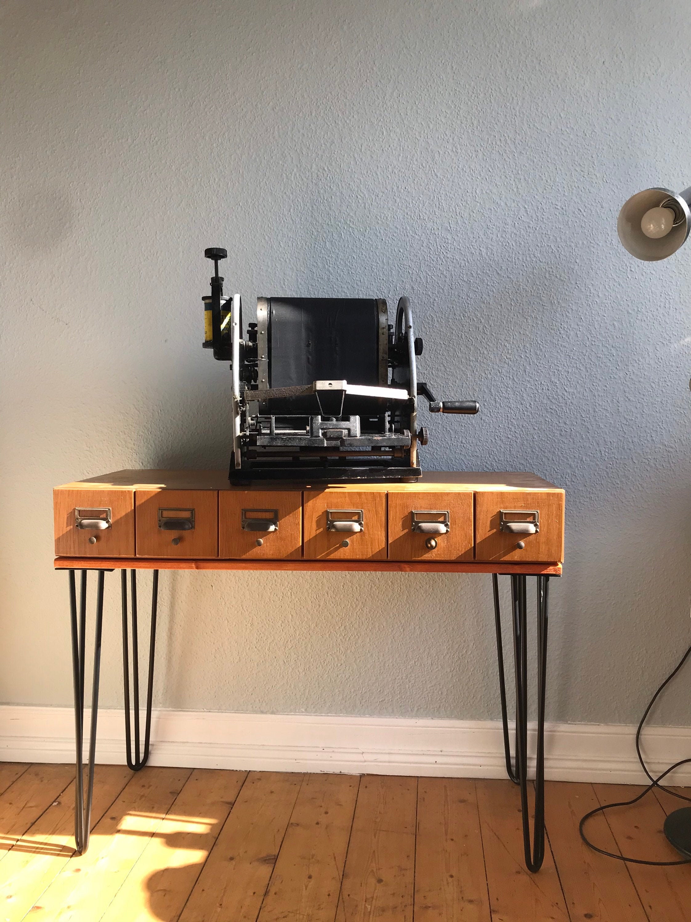 Original vintage PELLIKAN printing press/mimeograph with rotary lever. Rare letterpress for interior design.