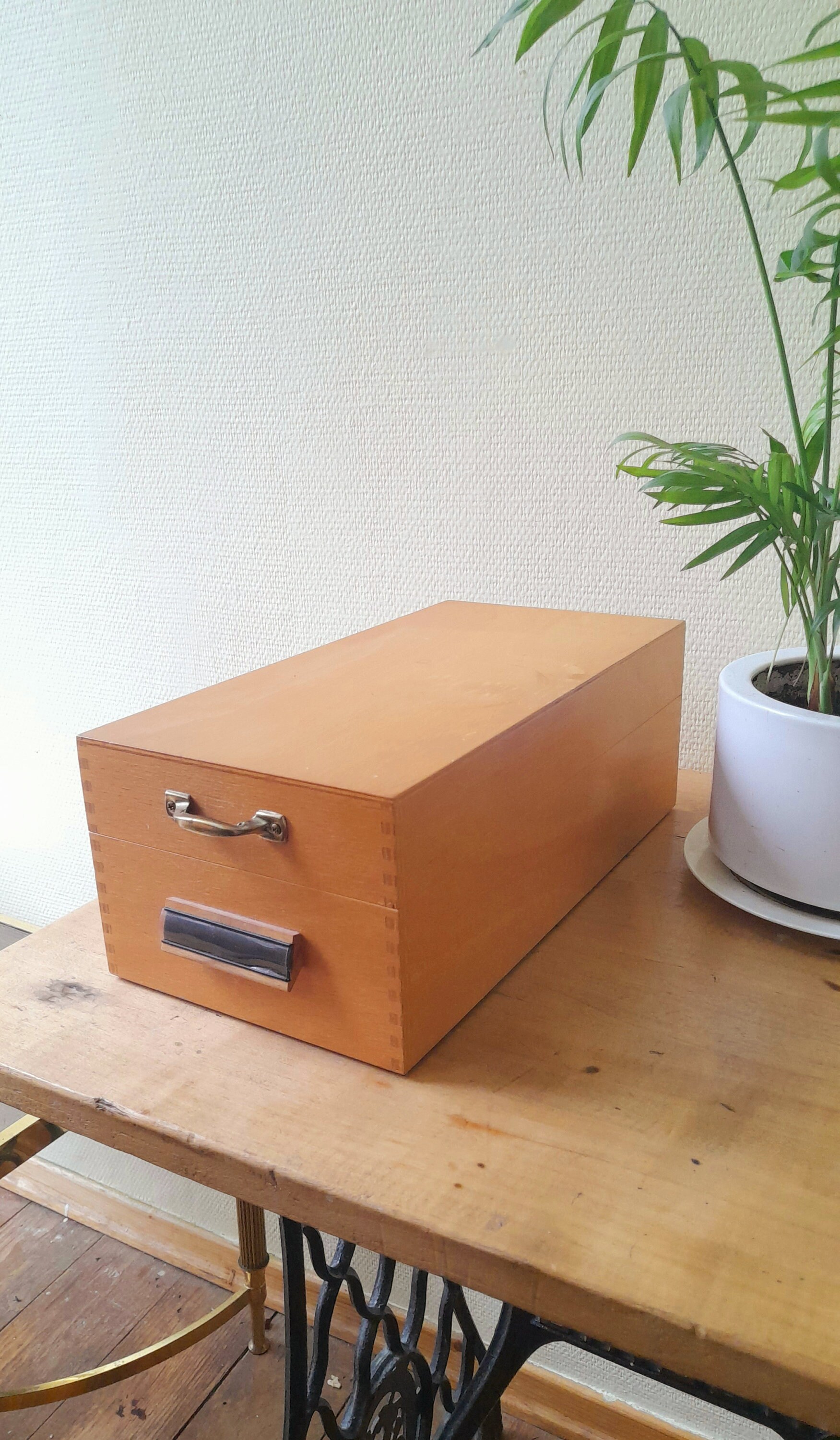 1950年代のカードボックス / ヴィンテージオフィス / 木箱 / 木製収納