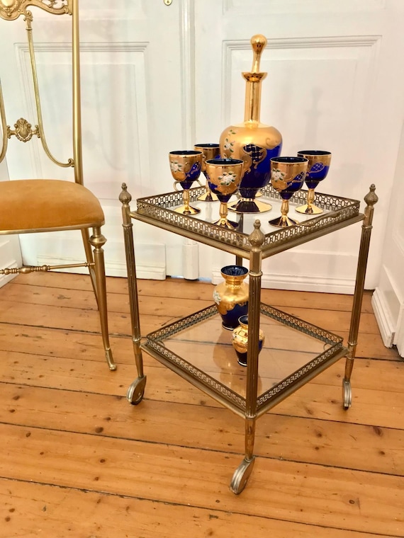 Chariot de bar vintage avec 2 plateaux amovibles, années 1950 | Selency