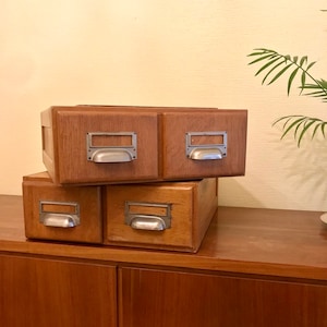 ARMADIO PER FARMACIA BAUHAUS/ARTDECO 2 Armadietto a doppio cassetto per biblioteca, catalogo, schedario, schedario, ufficio vintage