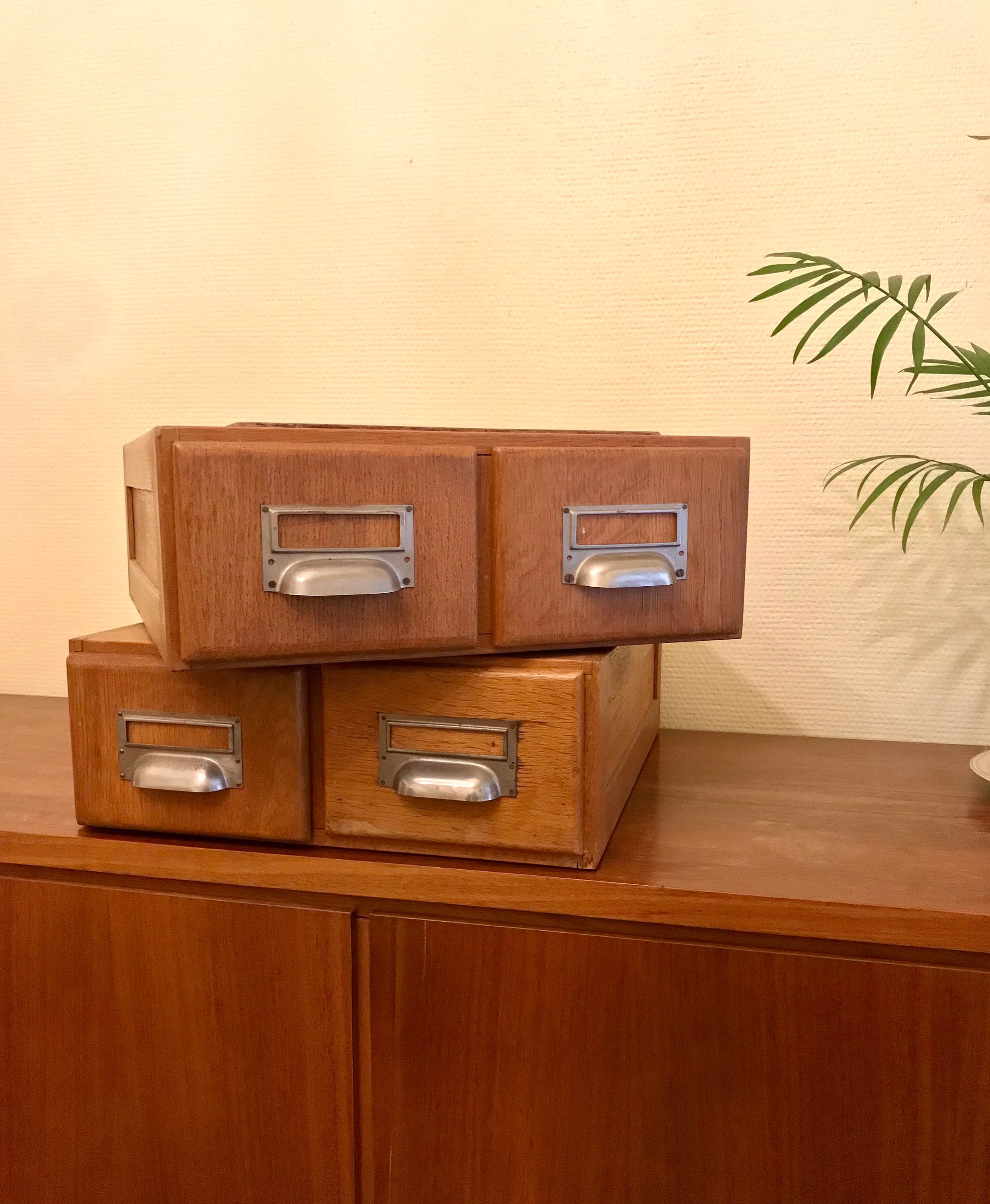 BAUHAUS/ARTDECO 2 PHARMACY CABINET Double Drawer Cabinet Library Catalog Index Card Storage Filing Cabinet Vintage Office