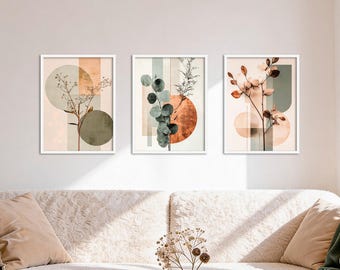 Poster Set - Abstract Flower Art 2, multi-panel picture wall, dried flower wall art, living room decor pictures, by ARTFAVES®
