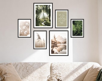 Poster Set - Simplicity Nature, multi-panel picture wall, forest wall art, living room decor pictures, by ARTFAVES®