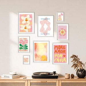 Poster Set Abstract Dopamine Decor | Multi-panel picture wall | Abstract art wall art