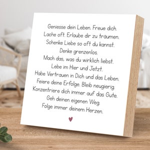 Holzbild mit Spruch - Geniesse dein Leben, freue dich - von ARTFAVES®
