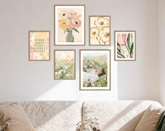 Poster Set - Abstract Green Art, multi-panel picture wall, abstract art wall art, living room decor pictures, by ARTFAVES®