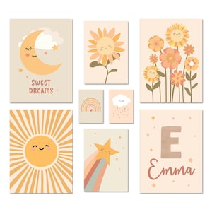 Happy Kids Nature Poster Set | Multi-Piece Picture Wall | Children's Room Wall Art