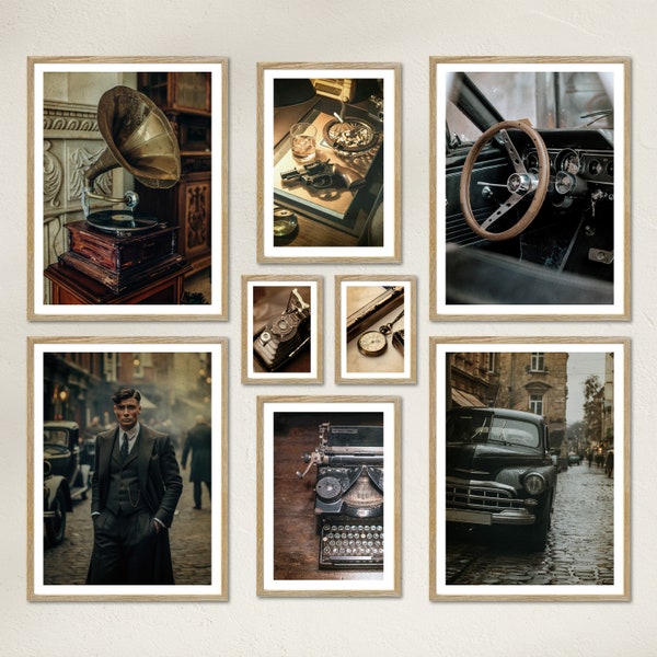 Poster Set / Vintage London / 8 Premium Wandbilder / England, Peaky Blinders / Wohnzimmer, Schlafzimmer Deko / ohne Rahmen - ARTFAVES®