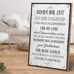 Holzschild mit Spruch - Nimm dir Zeit Deine Träume zu verwirklichen - von ARTFAVES®