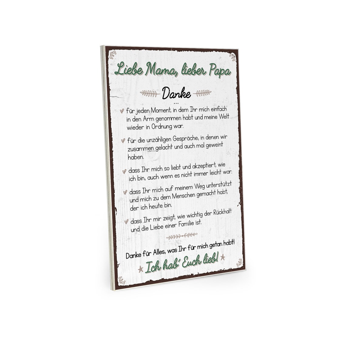 Holzschild mit Spruch Danke liebe Mama lieber Papa Etsy