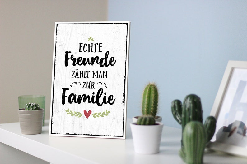 Wooden sign with saying-Real friends belong to the family-vintage ...