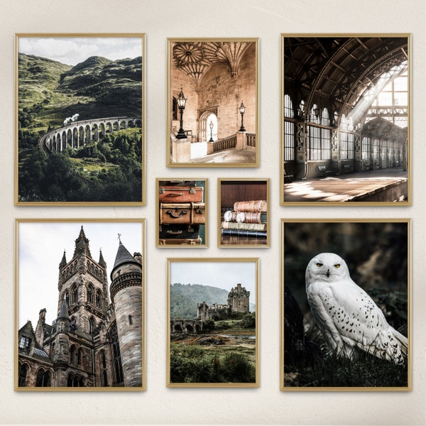 Poster Set / Potterhead / 8 Premium Wandbilder / Schottland, Harry, Potter / Wohnzimmer, Schlafzimmer Deko / ohne Rahmen - ARTFAVES®