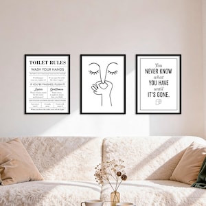 Poster Set - Toilet Fun, mehrteilige Bilderwand, Wandbilder Badezimmer, Wohnzimmer Deko Bilder, von ARTFAVES®
