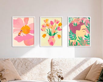 Poster Set - Dopamine Trio 3, multi-panel picture wall, abstract art wall art, living room decor pictures, by ARTFAVES®