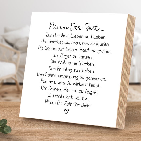 Holzbild mit Spruch - Nimm Dir Zeit zum Lachen, Lieben und Leben - von ARTFAVES®