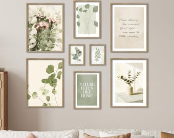 Poster Set - Eucalyptus, multi-panel picture wall, eucalyptus wall art, living room decor pictures, by ARTFAVES®